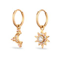 Gold Anting Perhiasan Perak 925 Wanita Butterfly Sun Moon Zirconia Gold Plated