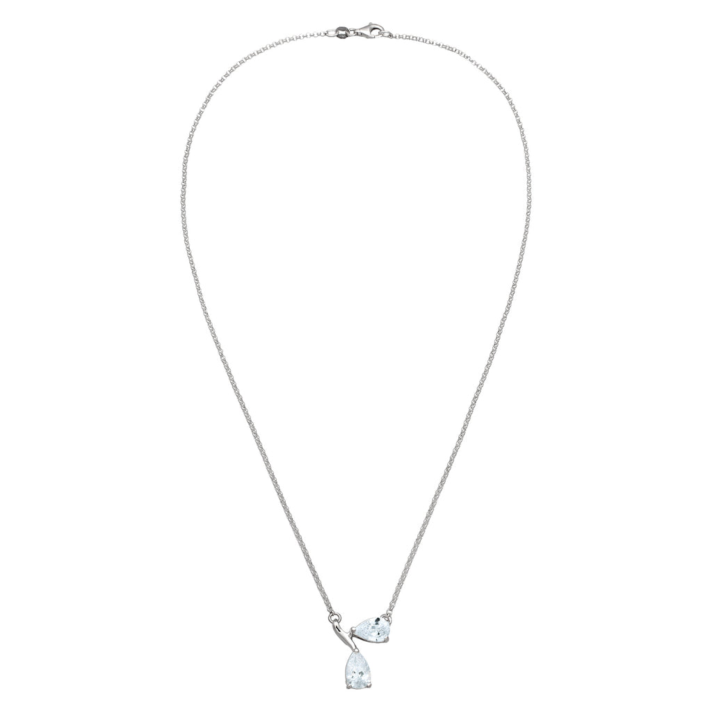 Silver Perhiasan Wanita Perak Asli Kalung White Zirconia Drop