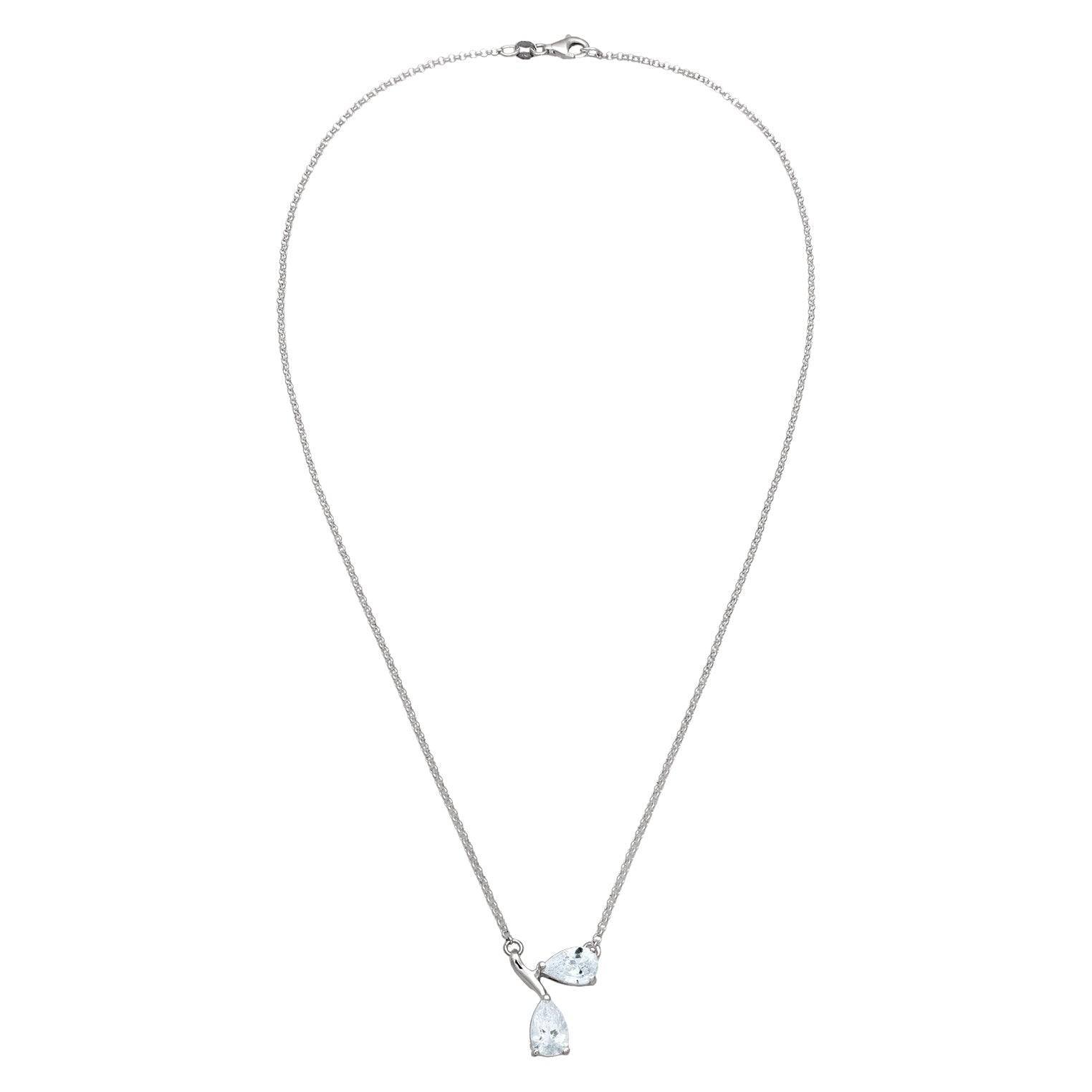 Silver Perhiasan Wanita Perak Asli Kalung White Zirconia Drop