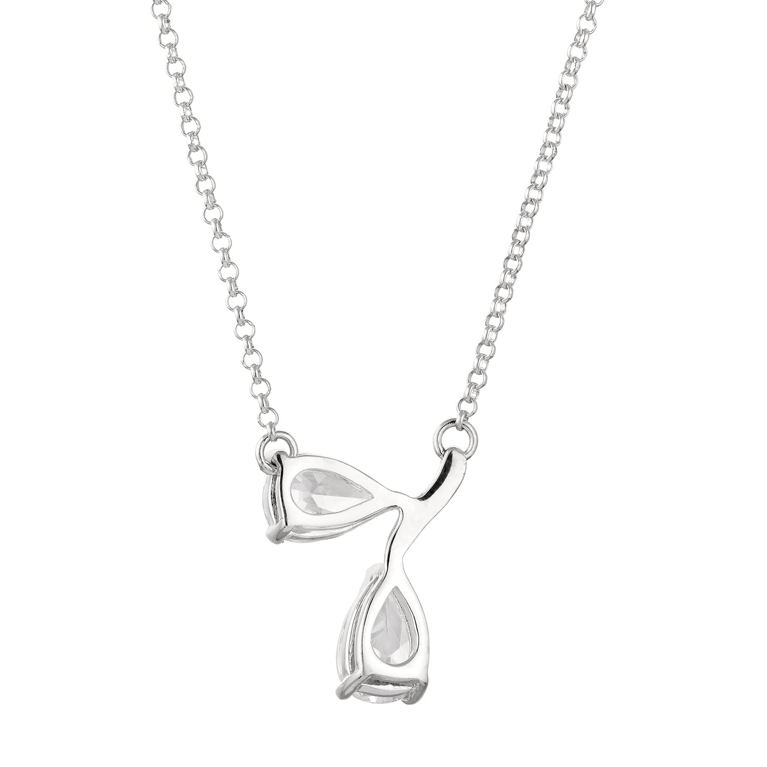 Silver Perhiasan Wanita Perak Asli Kalung White Zirconia Drop