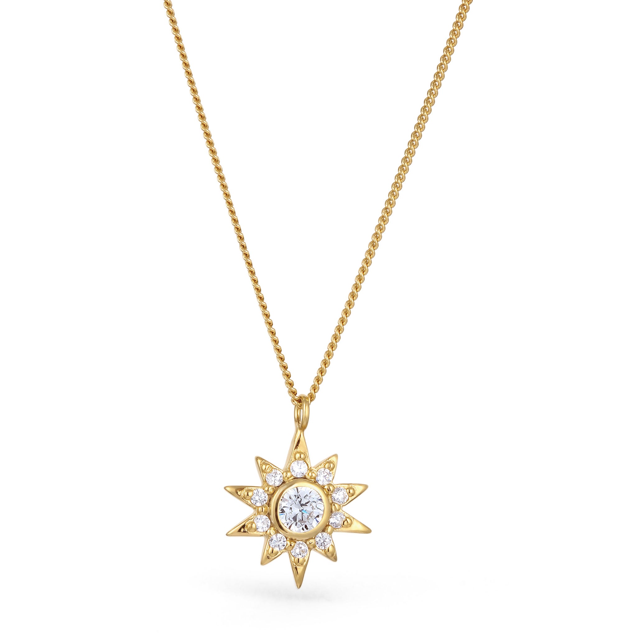 Gold Perhiasan Wanita Perak Asli Lapis Emas Kalung Star White Zirconia