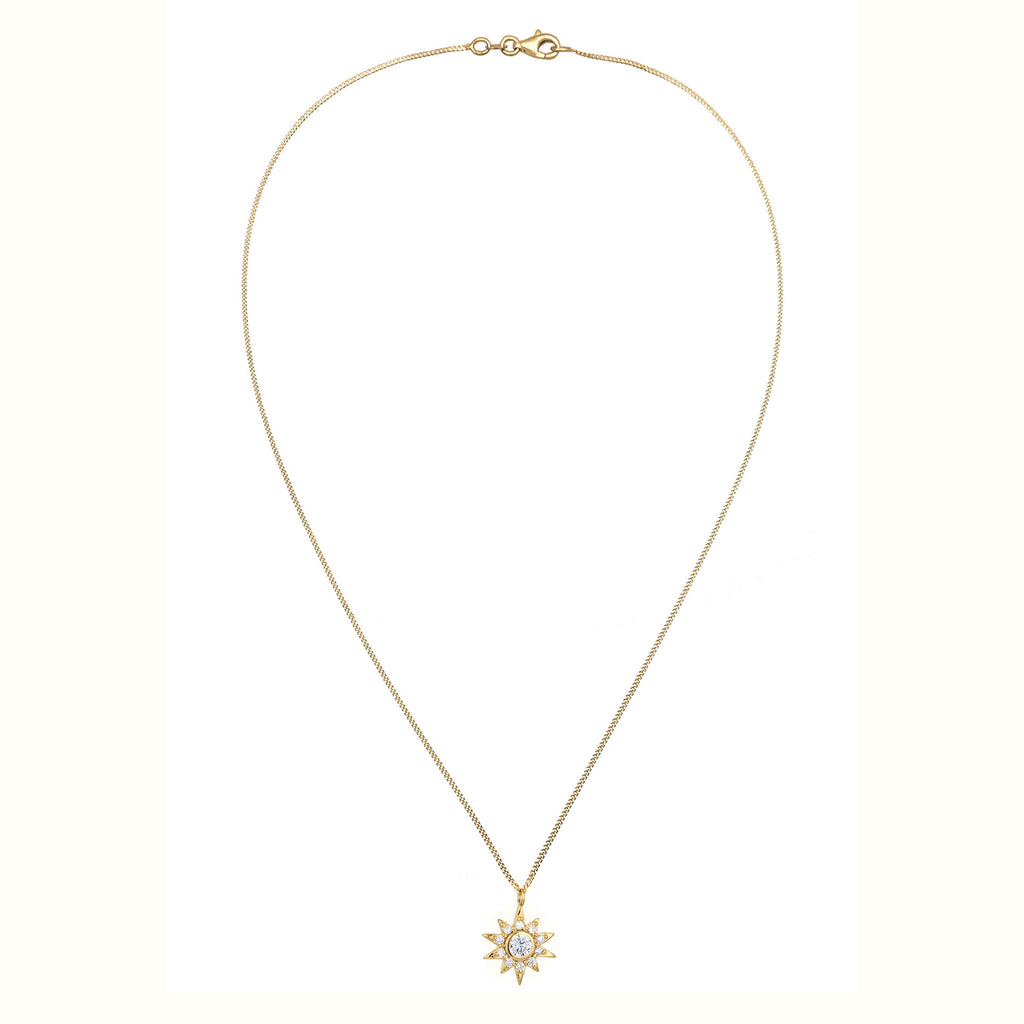 Gold Perhiasan Wanita Perak Asli Lapis Emas Kalung Star White Zirconia
