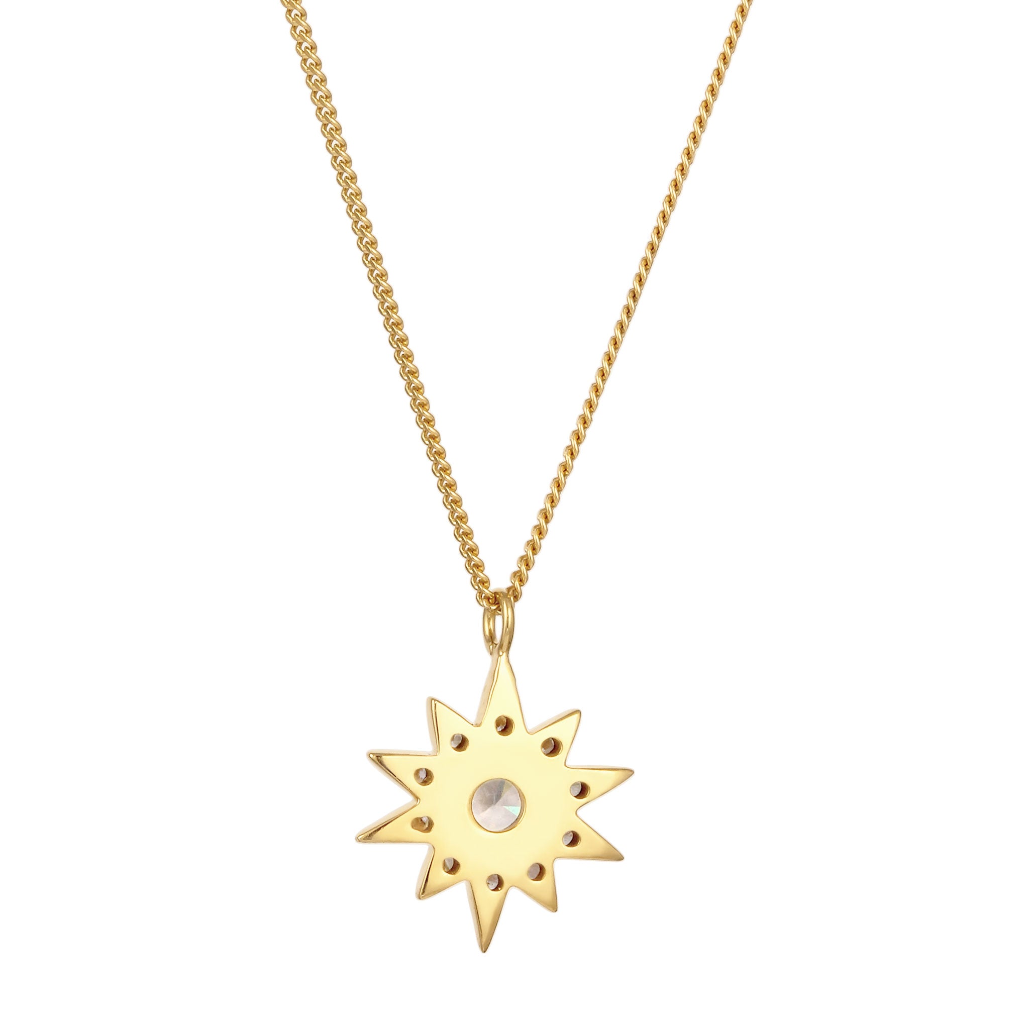 Gold Perhiasan Wanita Perak Asli Lapis Emas Kalung Star White Zirconia