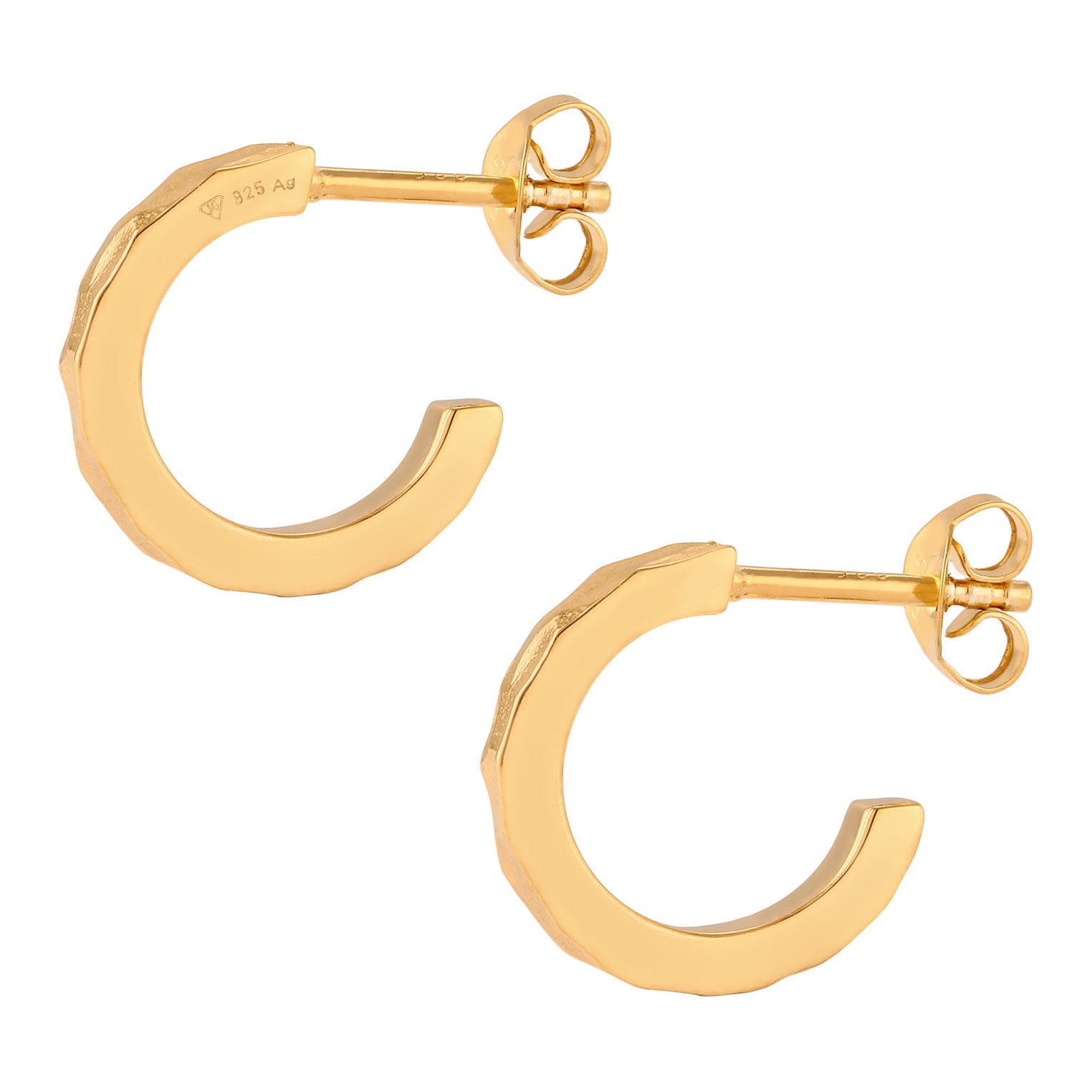 Gold Perhiasan Wanita Perak Asli Lapis Emas Anting Creoles Textured