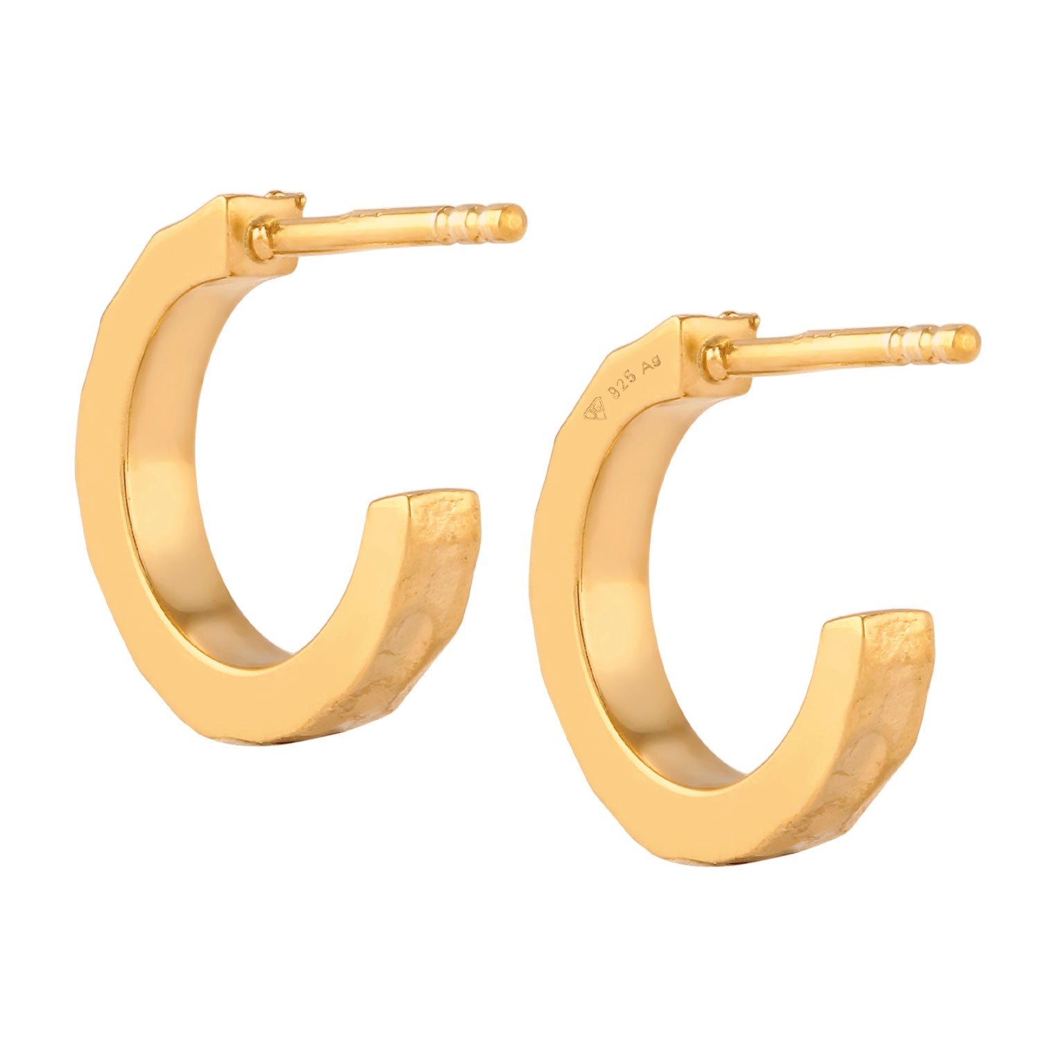 Gold Perhiasan Wanita Perak Asli Lapis Emas Anting Creoles Textured