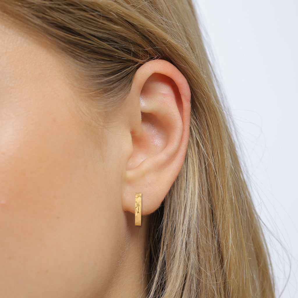 Gold Perhiasan Wanita Perak Asli Lapis Emas Anting Creoles Textured