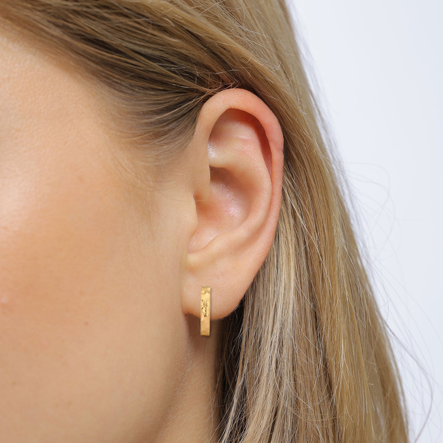 Gold Perhiasan Wanita Perak Asli Lapis Emas Anting Creoles Textured