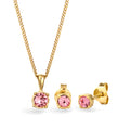 Gold Set Perhiasan Perak 925 Wanita Rose Crystals Gold Plated