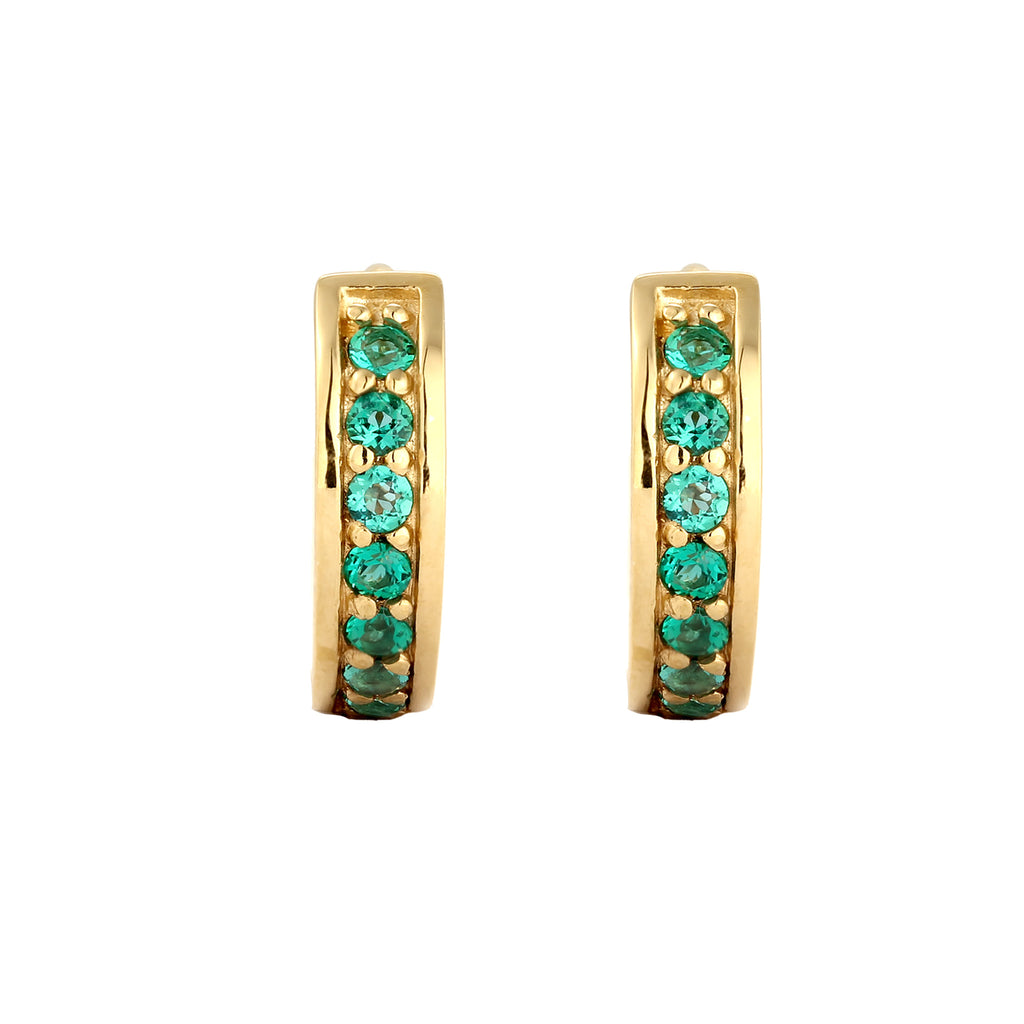 Gold Anting Perhiasan Perak 925 Wanita Creole Synthetic Emerald Green Gold Plated