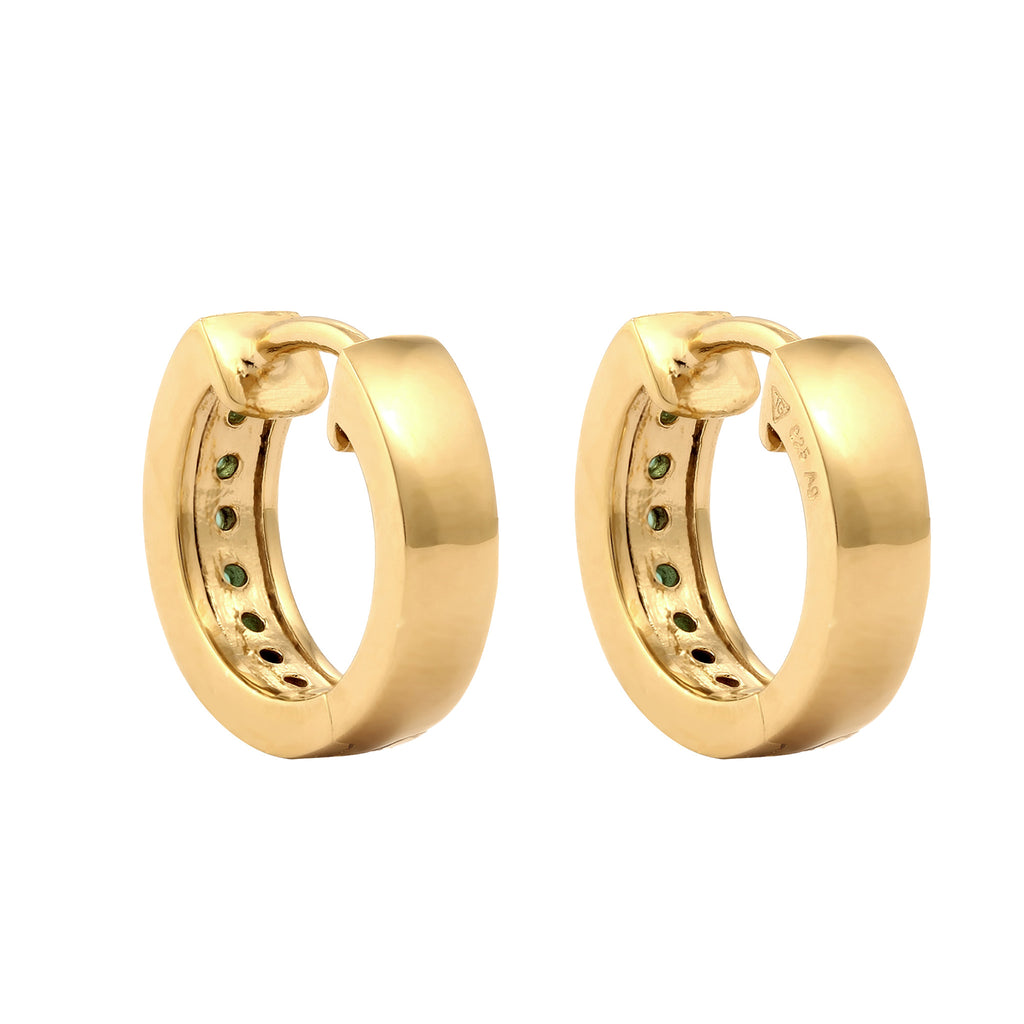 Gold Anting Perhiasan Perak 925 Wanita Creole Synthetic Emerald Green Gold Plated