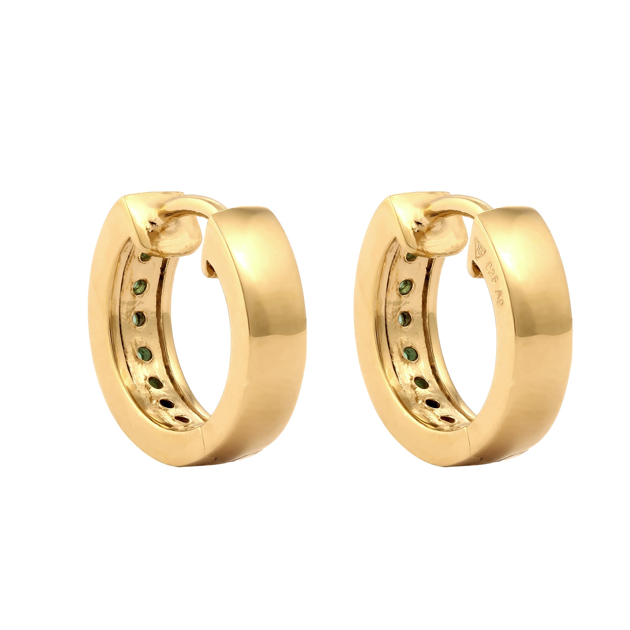 Gold Anting Perhiasan Perak 925 Wanita Creole Synthetic Emerald Green Gold Plated