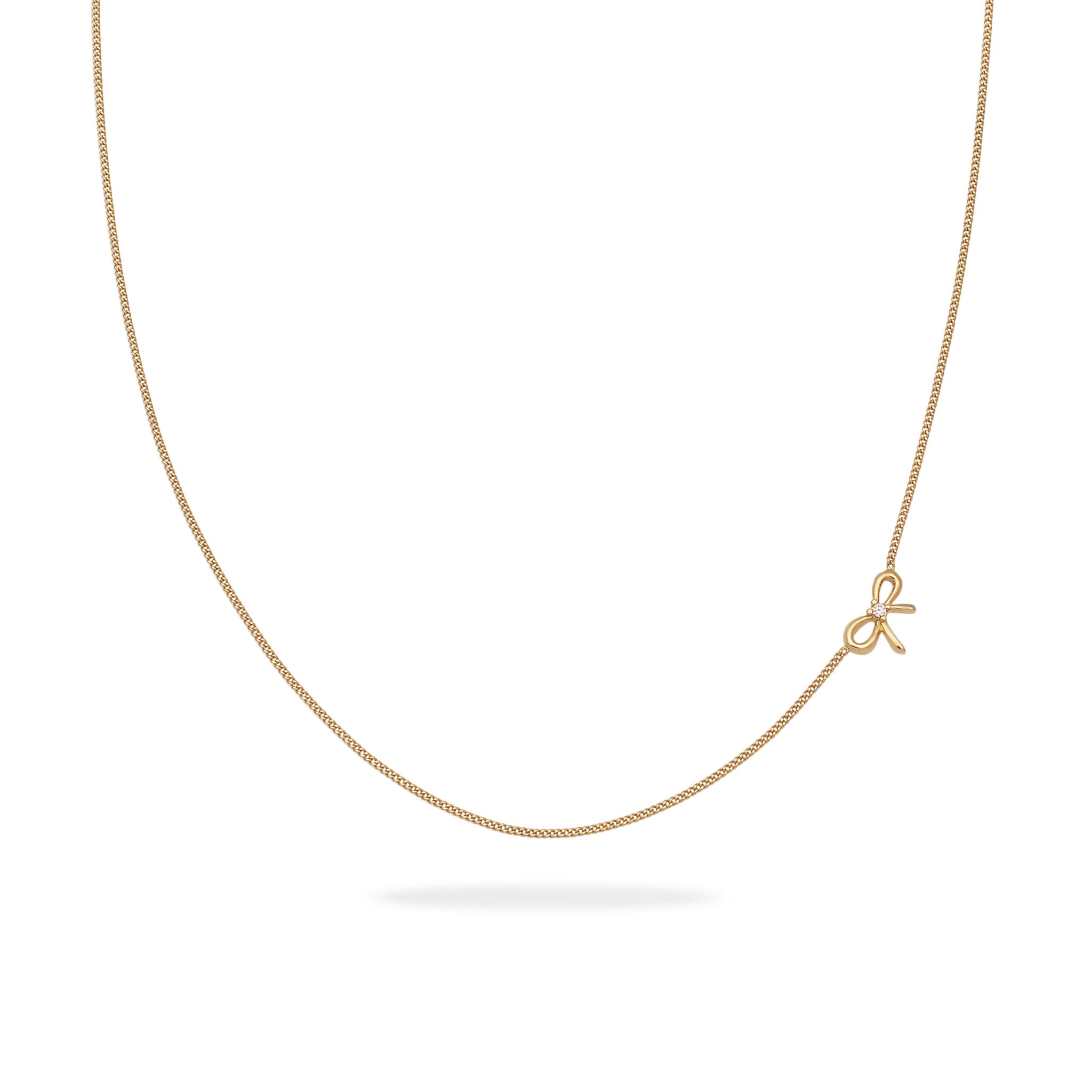 Gold Perhiasan Wanita Perak Asli Lapis Emas Kalung Choker Ribbon Zirconia