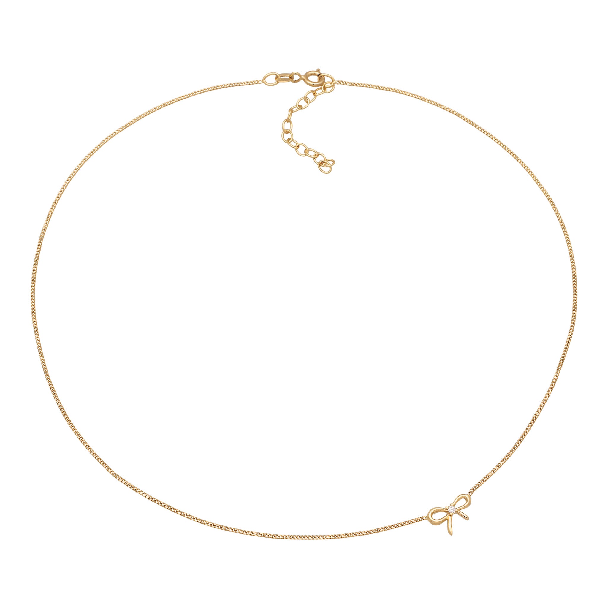 Gold Perhiasan Wanita Perak Asli Lapis Emas Kalung Choker Ribbon Zirconia