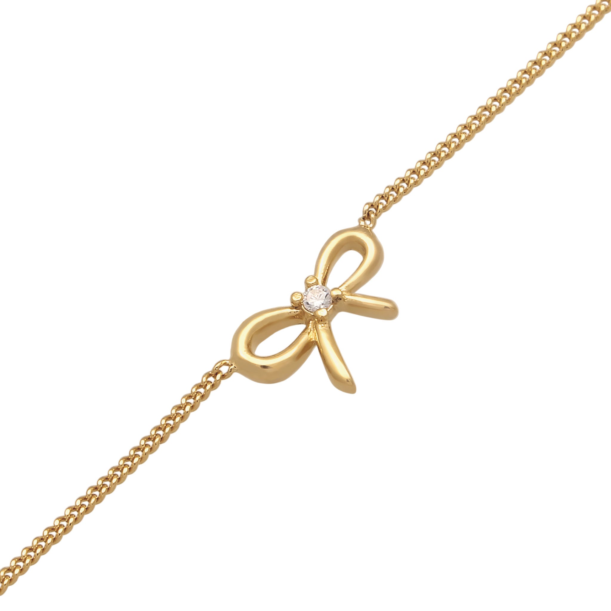 Gold Perhiasan Wanita Perak Asli Lapis Emas Kalung Choker Ribbon Zirconia