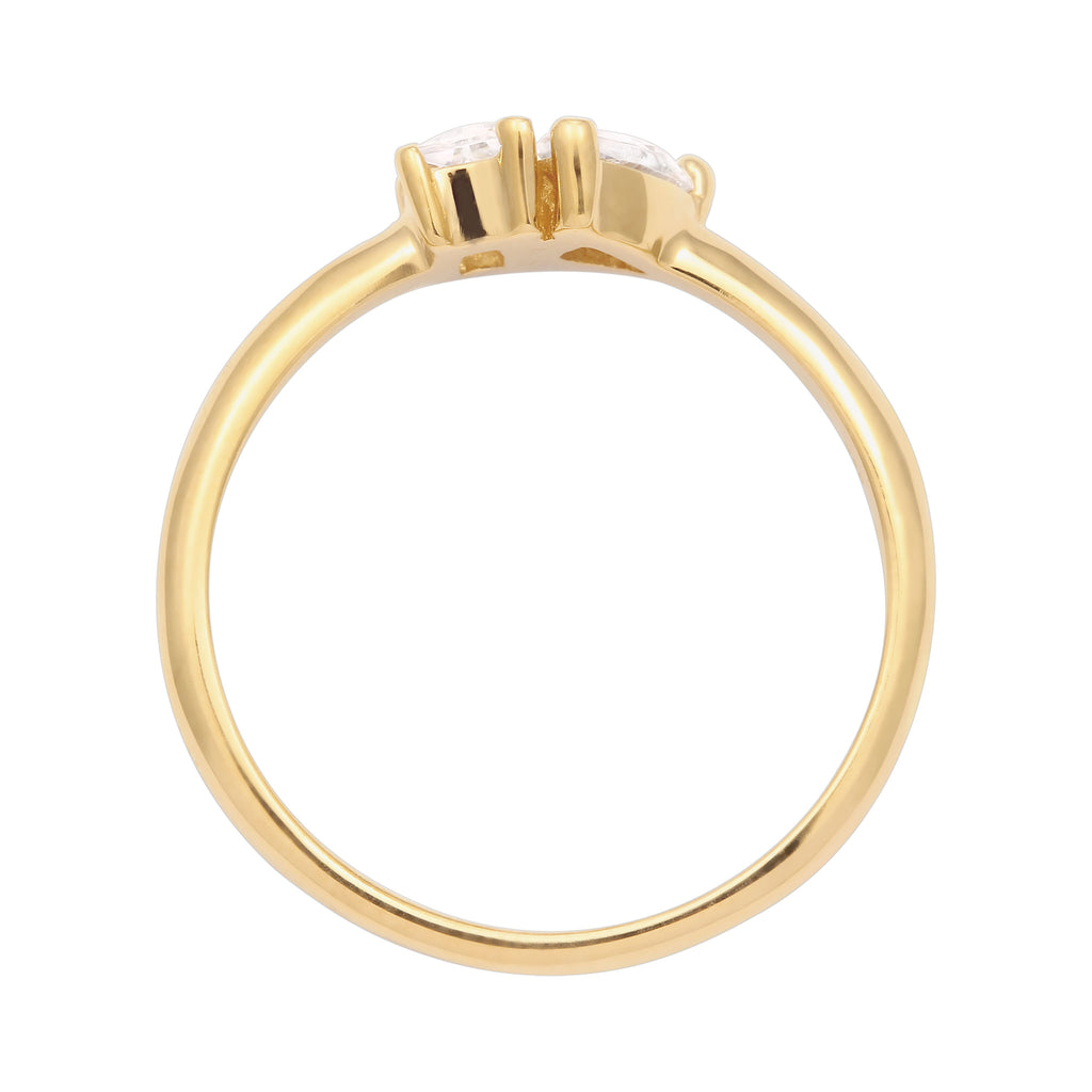 Gold Perhiasan Wanita Perak Asli Lapis Emas Cincin Drop Zirconia