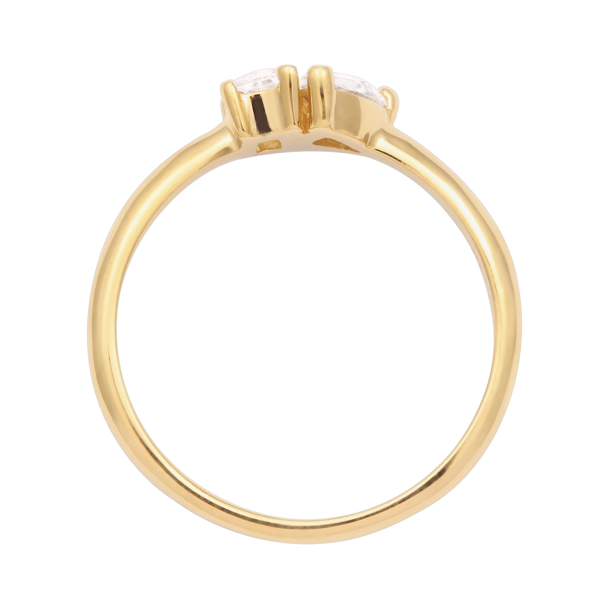Gold Perhiasan Wanita Perak Asli Lapis Emas Cincin Drop Zirconia