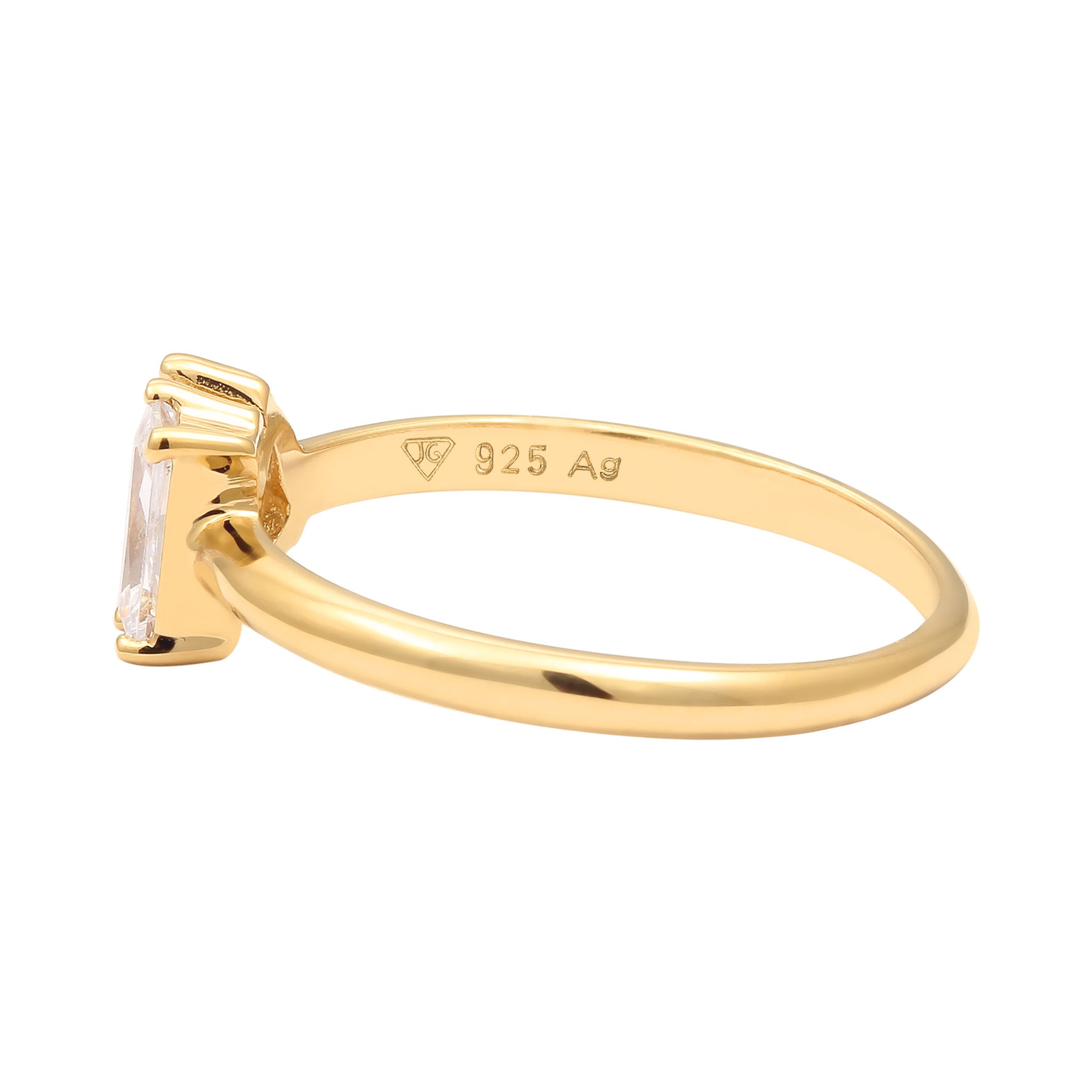 Gold Perhiasan Wanita Perak Asli Lapis Emas Cincin Drop Zirconia