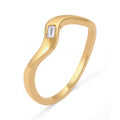Gold Cincin Perhiasan Perak 925 Wanita Organic White Topaz Gold Plated