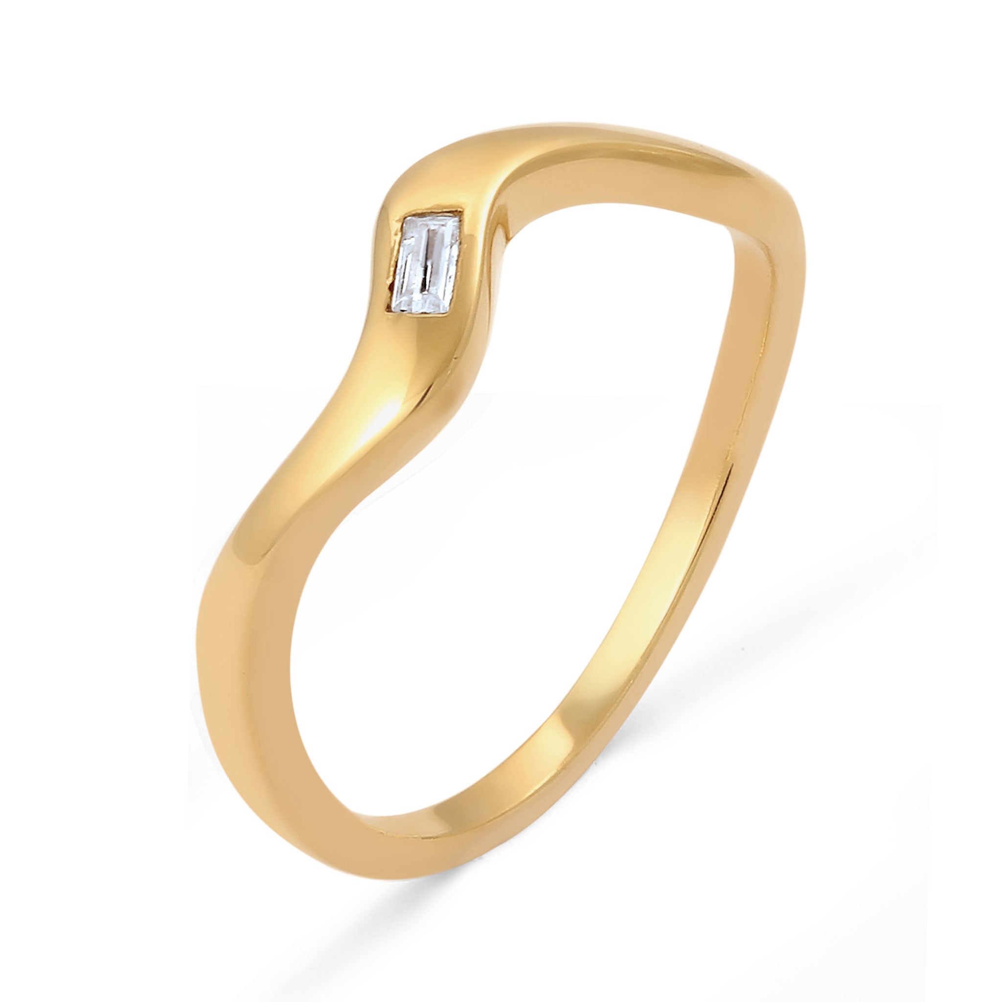 Gold Perhiasan Wanita Perak Asli Lapis Emas Cincin Organic White Topaz