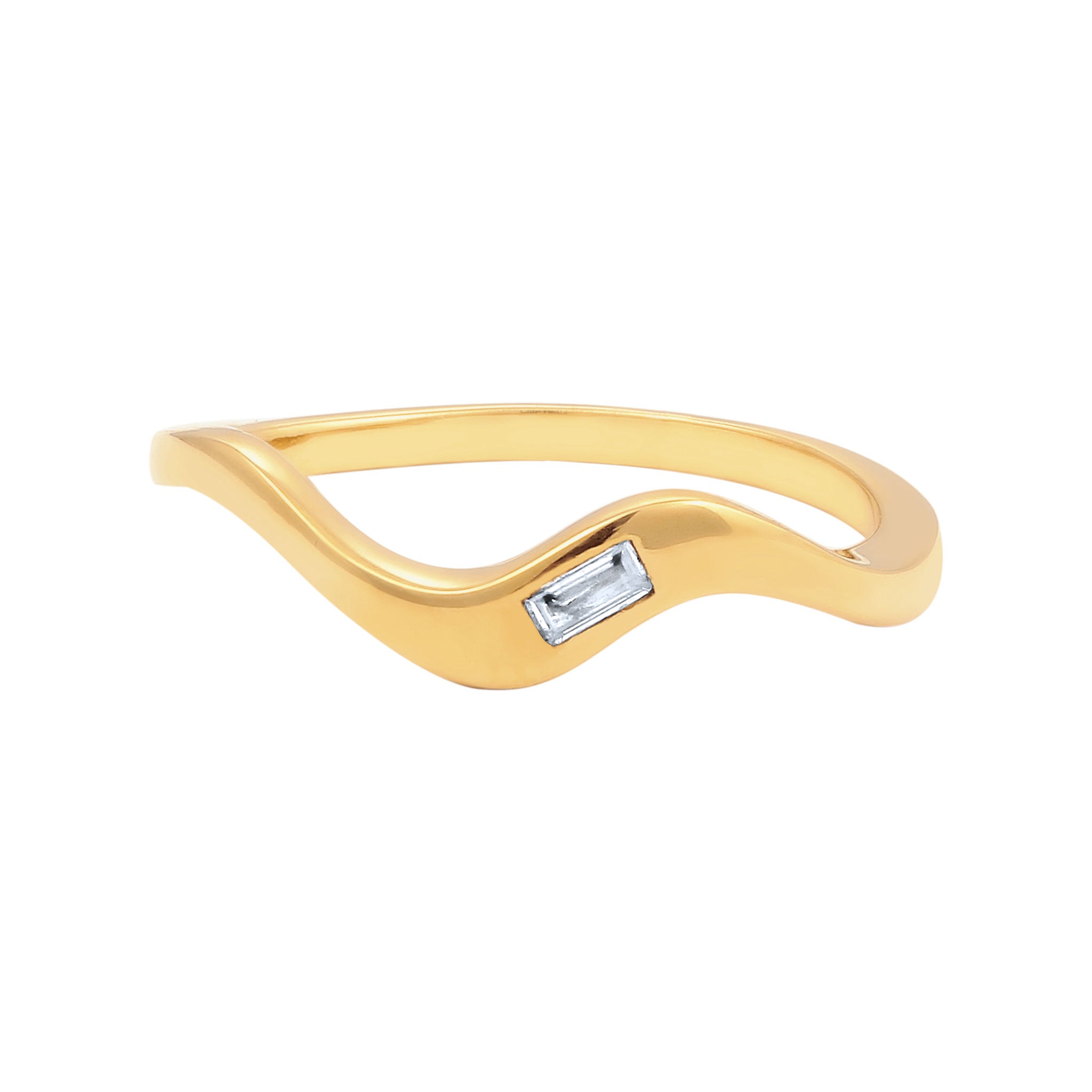Gold Perhiasan Wanita Perak Asli Lapis Emas Cincin Organic White Topaz