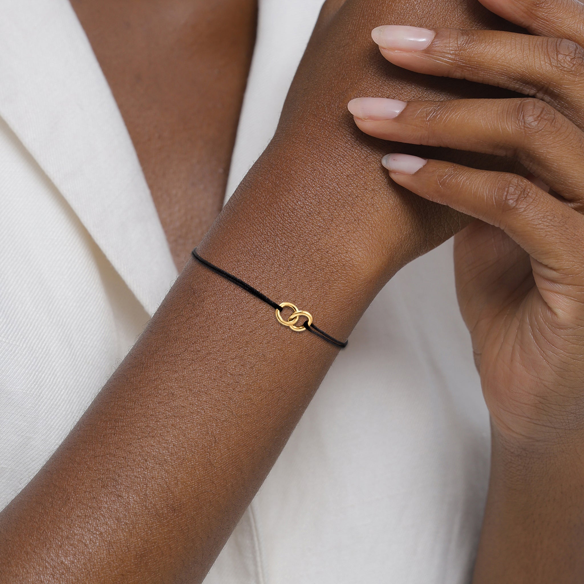 Gold Perhiasan Wanita Perak Asli Lapis Emas Gelang Circle Nylon