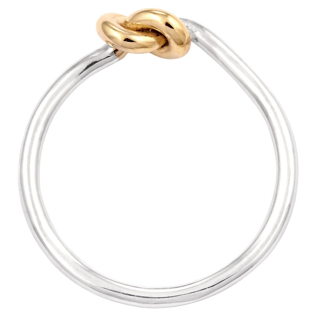 Bicolor Cincin Perhiasan Perak 925 Wanita Trend Knot Gold Plated