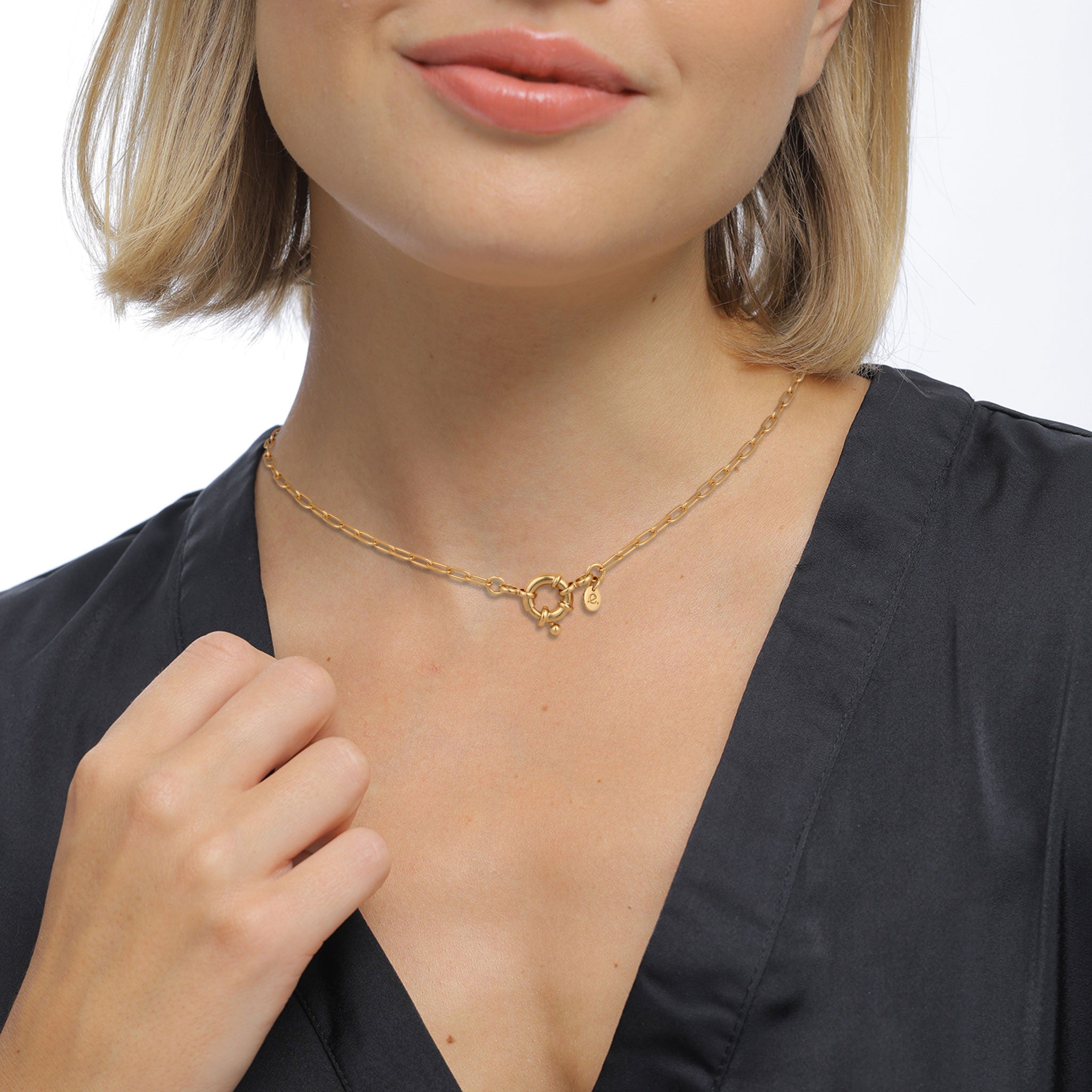 Gold Perhiasan Wanita Perak Asli Lapis Emas Kalung Link Chain