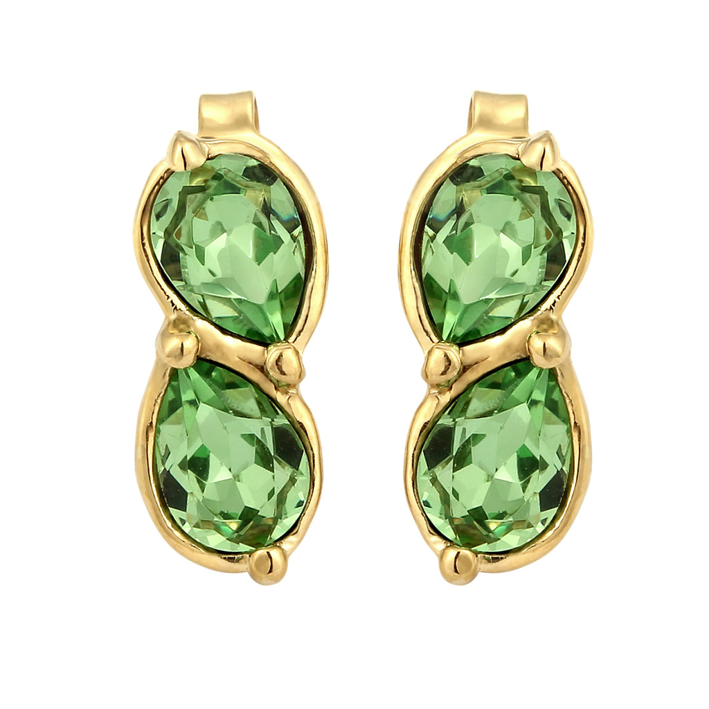 Silver Perhiasan Wanita Perak Asli Lapis Emas Anting Drop Light Green Crystals