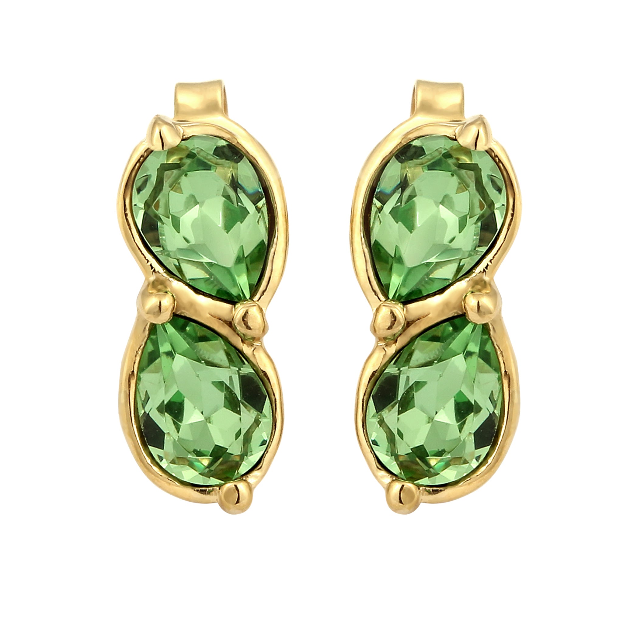 Silver Perhiasan Wanita Perak Asli Lapis Emas Anting Drop Light Green Crystals