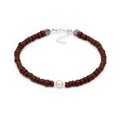 Silver Gelang Kaki Perhiasan Perak 925 Wanita Brown Beads and White Synthetic Pearl