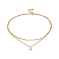 Gold Gelang Kaki Perhiasan Perak 925 Wanita Ball Layer White Crystals Gold Plated