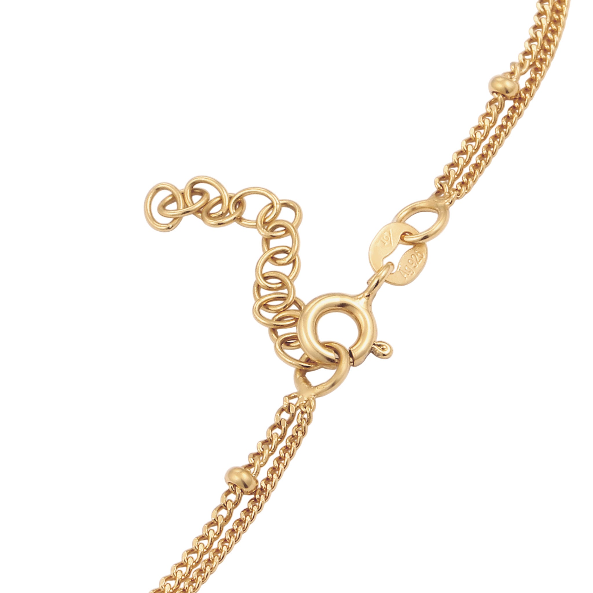 Gold Perhiasan Wanita Perak Asli Lapis Emas Gelang Kaki Ball Layer White Crystals