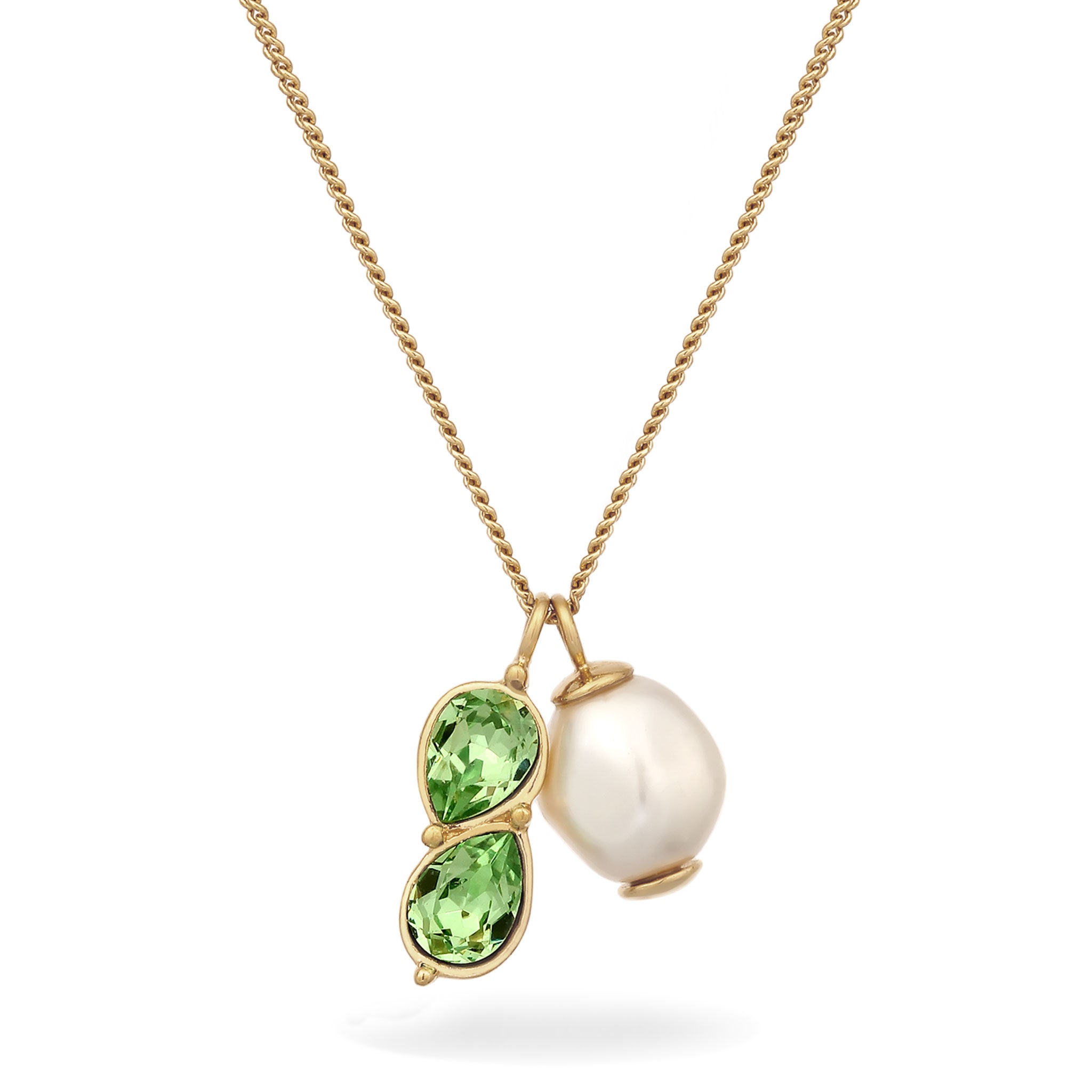 Gold Perhiasan Wanita Perak Asli Lapis Emas Kalung Drop Synthetic Pearl Crystals