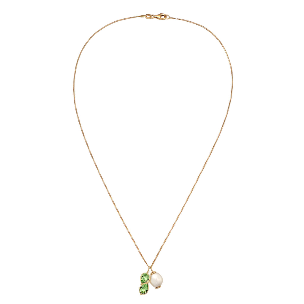 Gold Perhiasan Wanita Perak Asli Lapis Emas Kalung Drop Synthetic Pearl Crystals