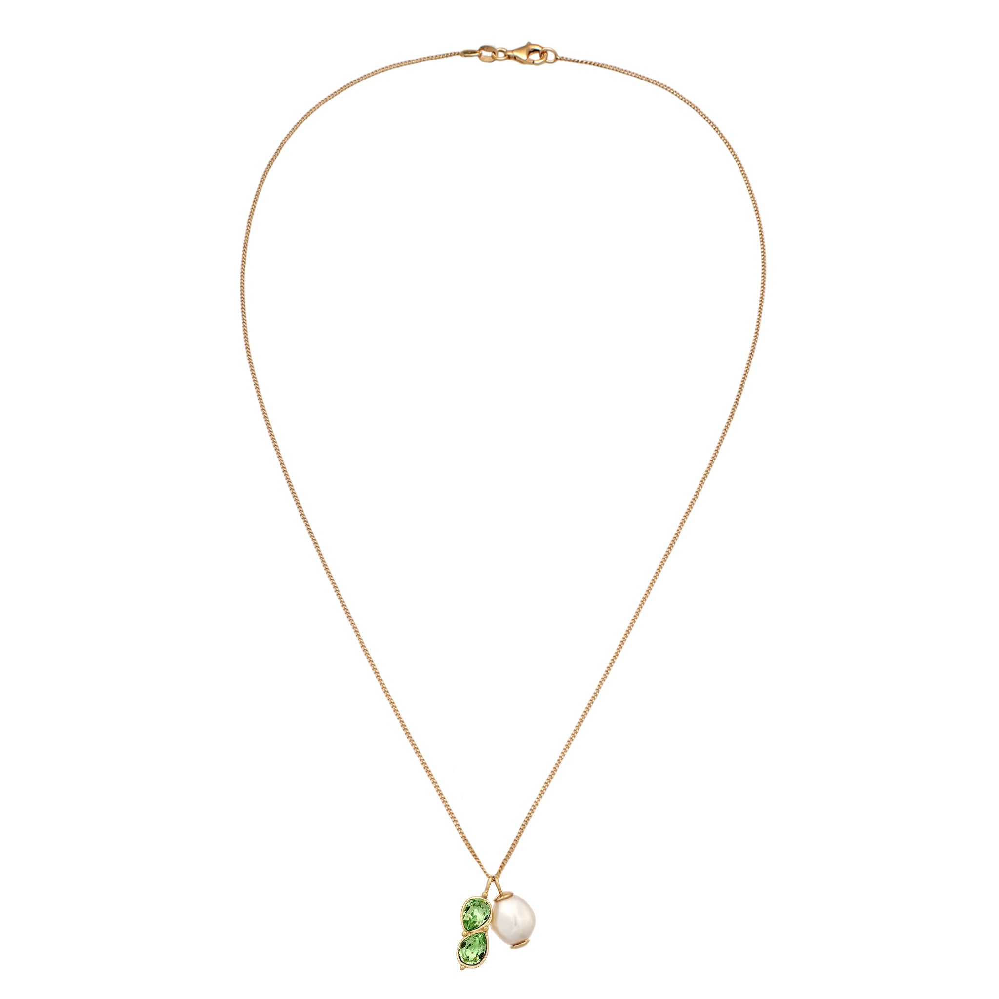 Gold Perhiasan Wanita Perak Asli Lapis Emas Kalung Drop Synthetic Pearl Crystals