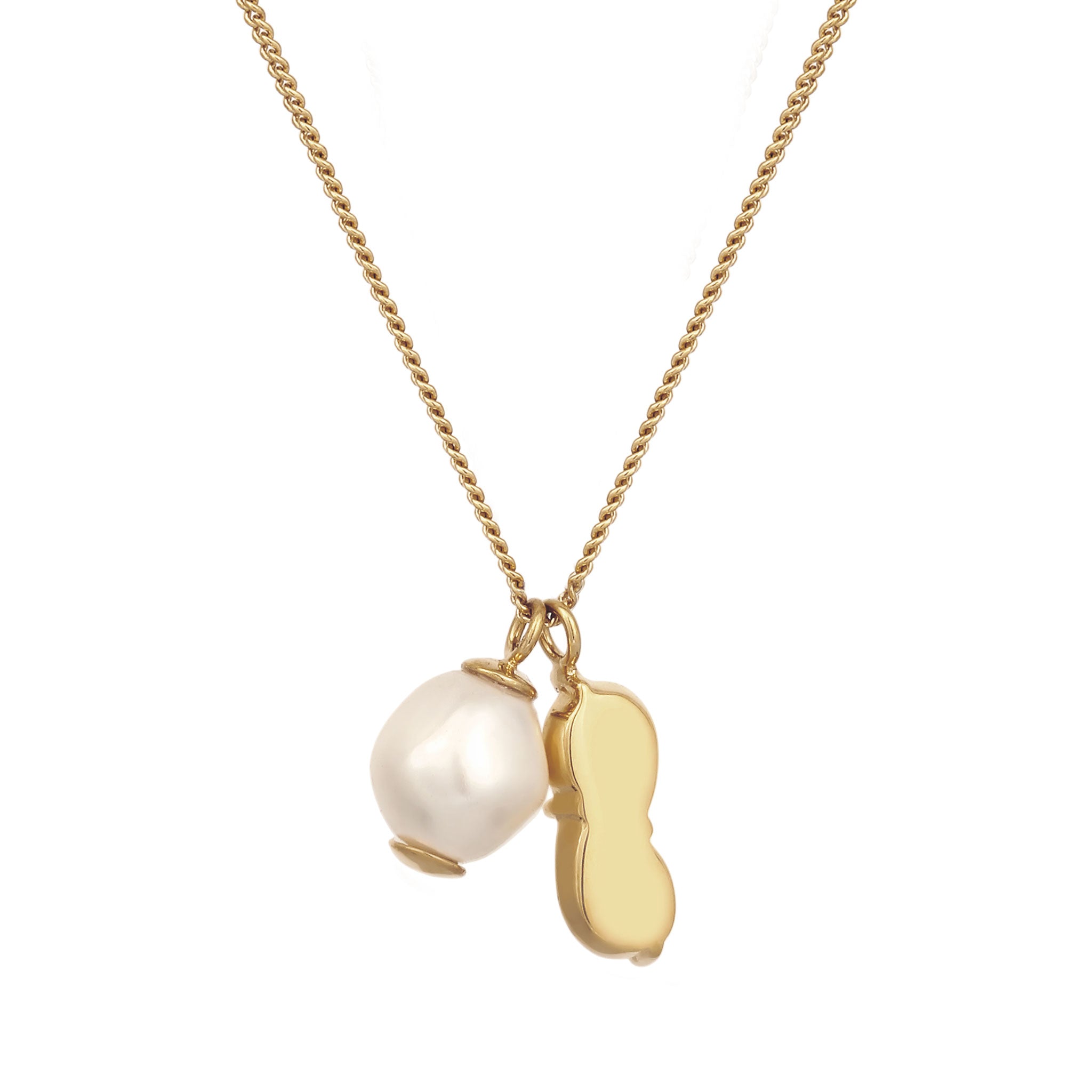 Gold Perhiasan Wanita Perak Asli Lapis Emas Kalung Drop Synthetic Pearl Crystals