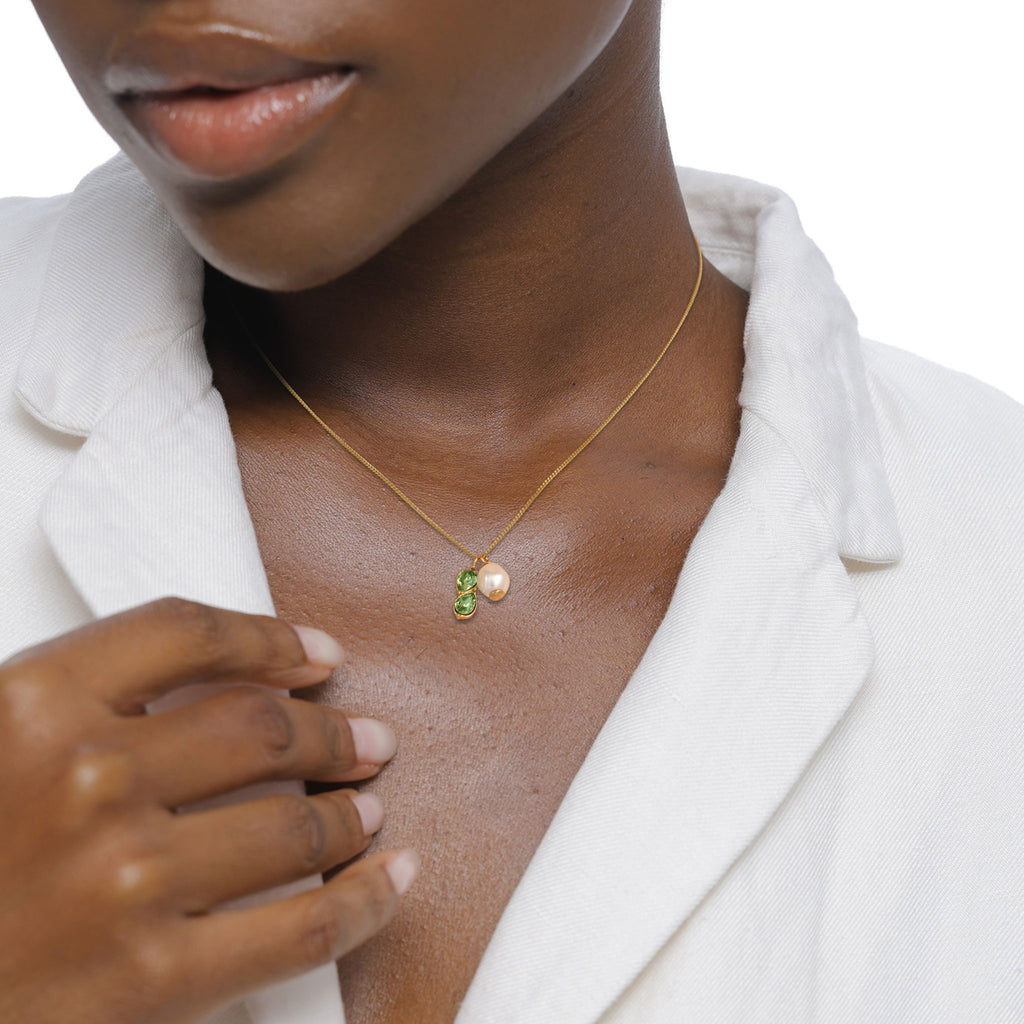Gold Perhiasan Wanita Perak Asli Lapis Emas Kalung Drop Synthetic Pearl Crystals