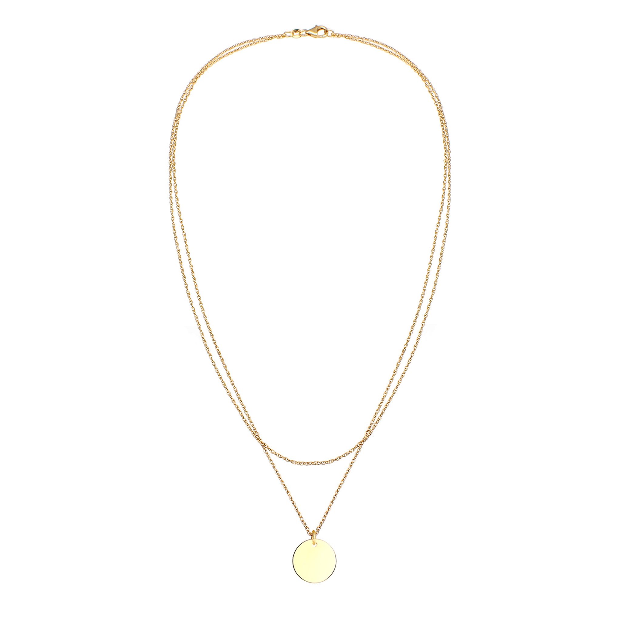 Gold Layer Circle Basic engravable 925 Sterling Silver Gold Plated