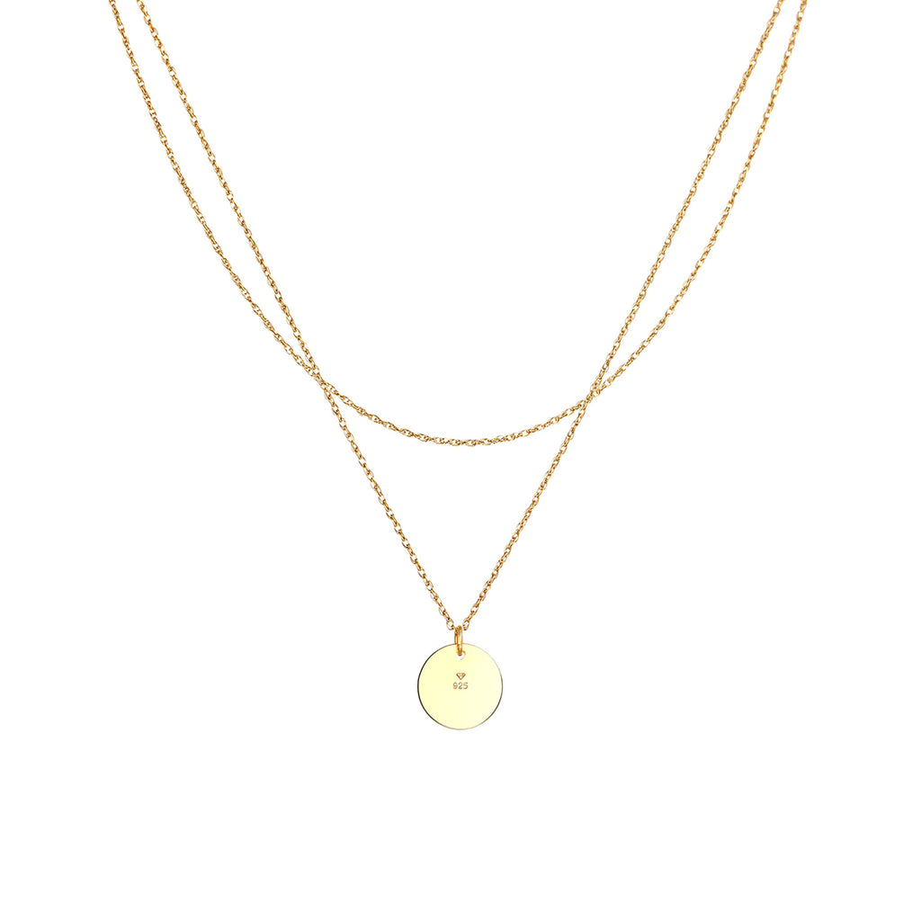 Gold Layer Circle Basic engravable 925 Sterling Silver Gold Plated