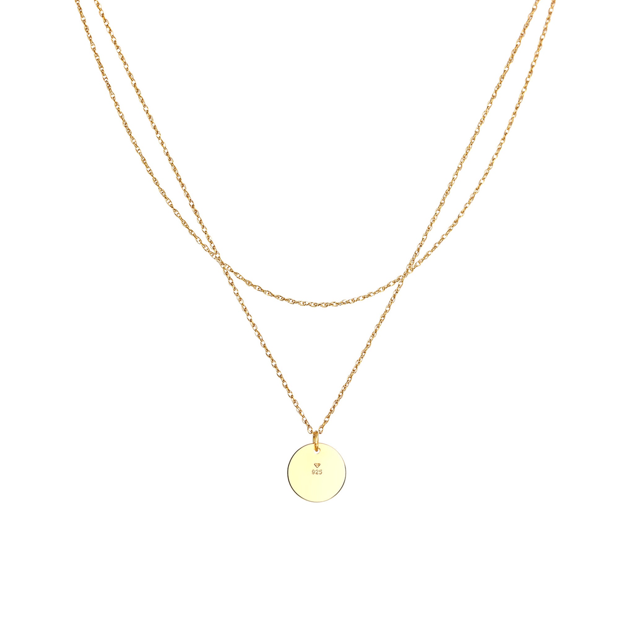 Gold Layer Circle Basic engravable 925 Sterling Silver Gold Plated