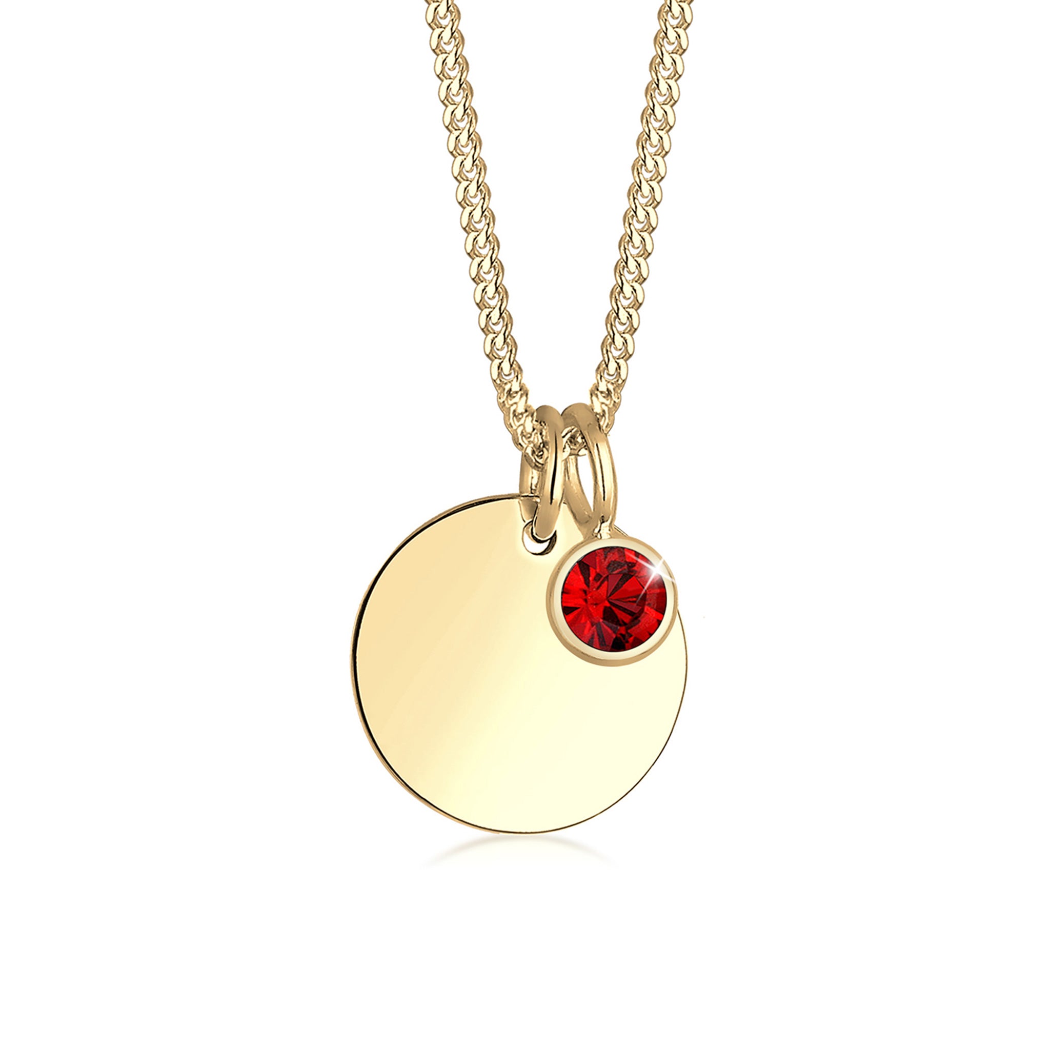 Red Bhirtstone engravable Red Crystal 925 Sterling Silver Gold Plated