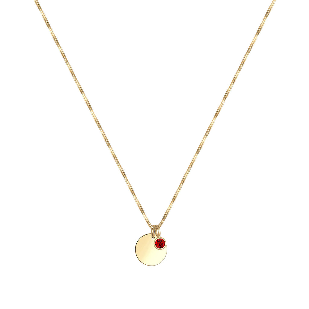 Red Bhirtstone engravable Red Crystal 925 Sterling Silver Gold Plated