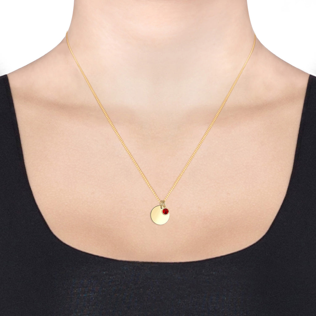 Red Bhirtstone engravable Red Crystal 925 Sterling Silver Gold Plated