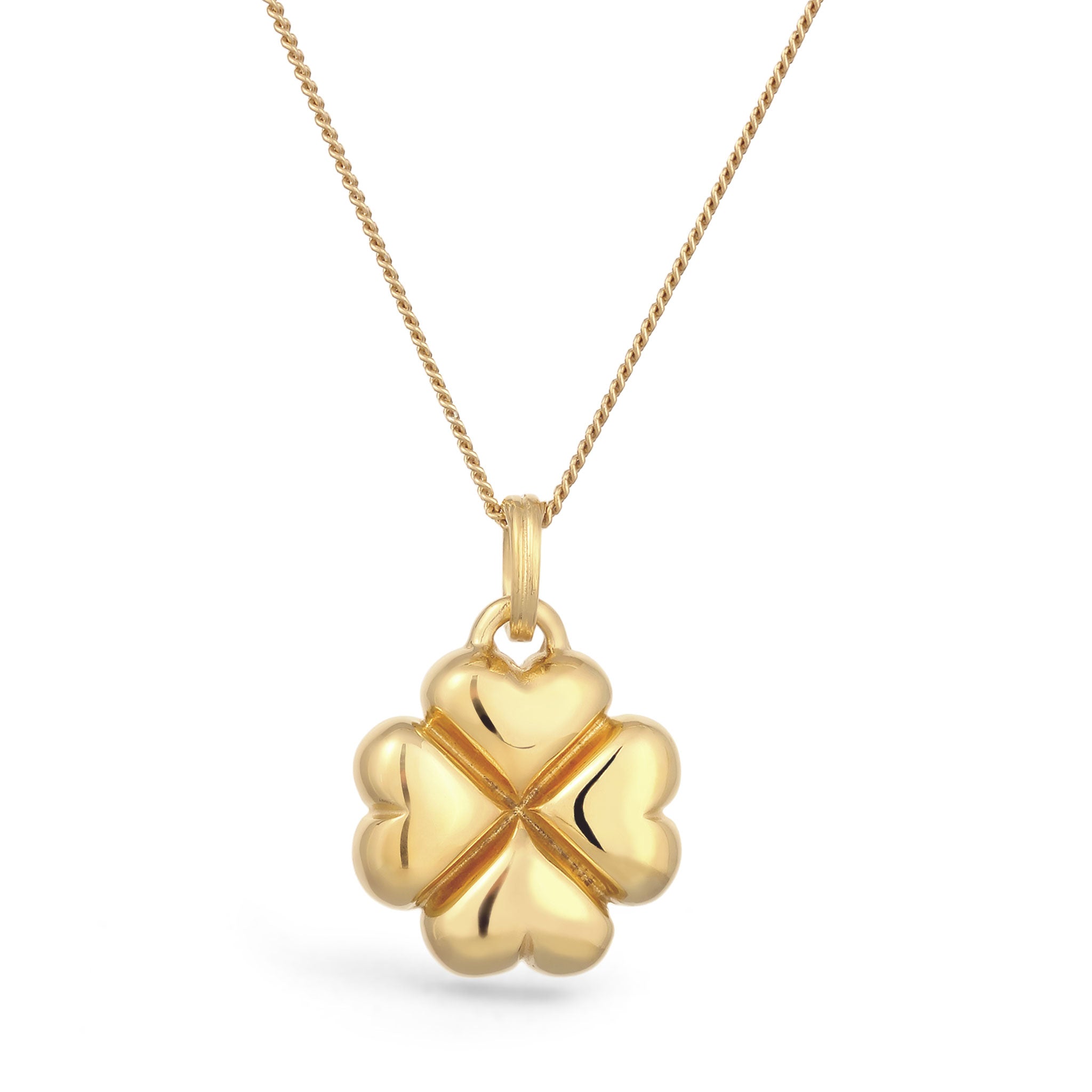 Gold Perhiasan Wanita Perak Asli Lapis Emas Kalung Cloverleaf Hearts Pendant