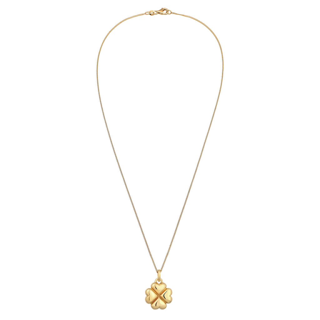 Gold Perhiasan Wanita Perak Asli Lapis Emas Kalung Cloverleaf Hearts Pendant
