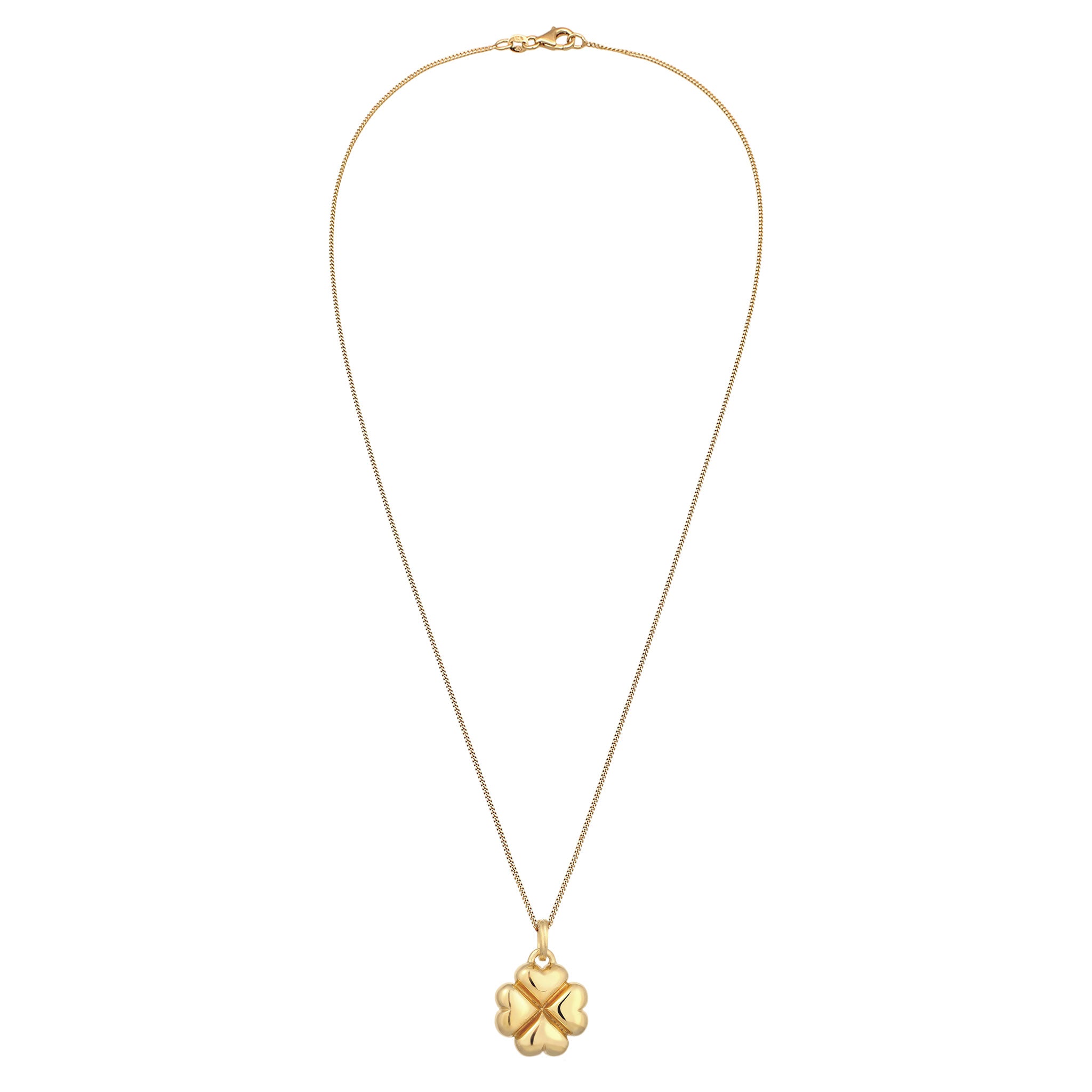 Gold Perhiasan Wanita Perak Asli Lapis Emas Kalung Cloverleaf Hearts Pendant