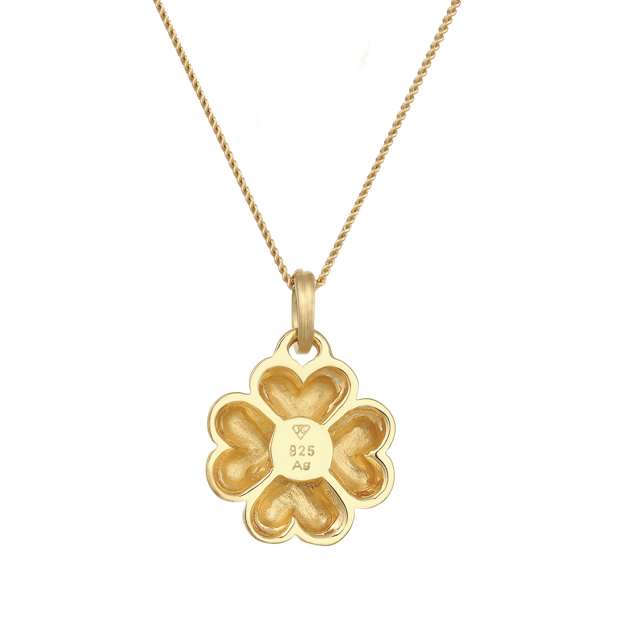 Gold Perhiasan Wanita Perak Asli Lapis Emas Kalung Cloverleaf Hearts Pendant