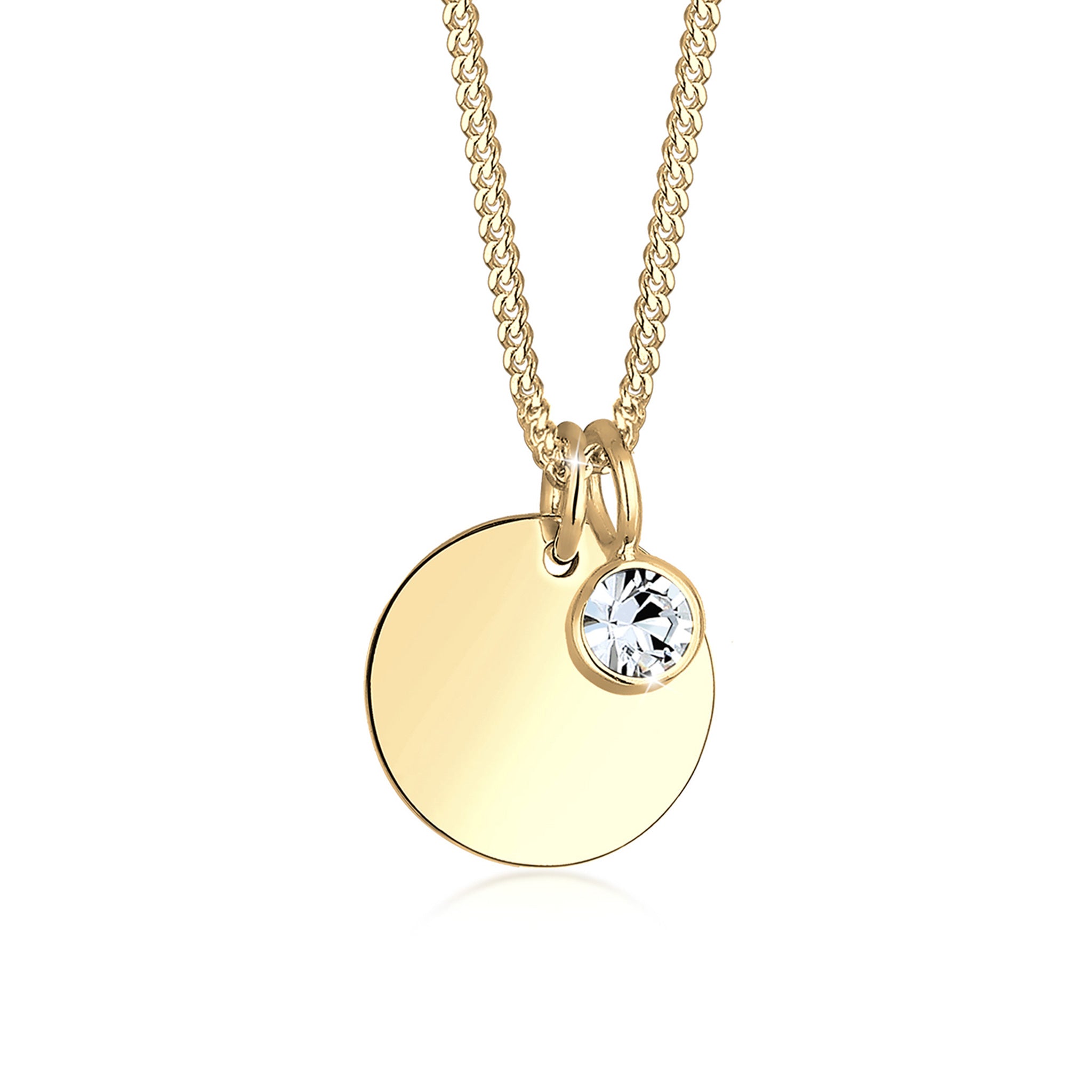 White Bhirtstone engravable White Embellished with Crystals by Swarovski® 925 Sterling Silver Gold Plated
