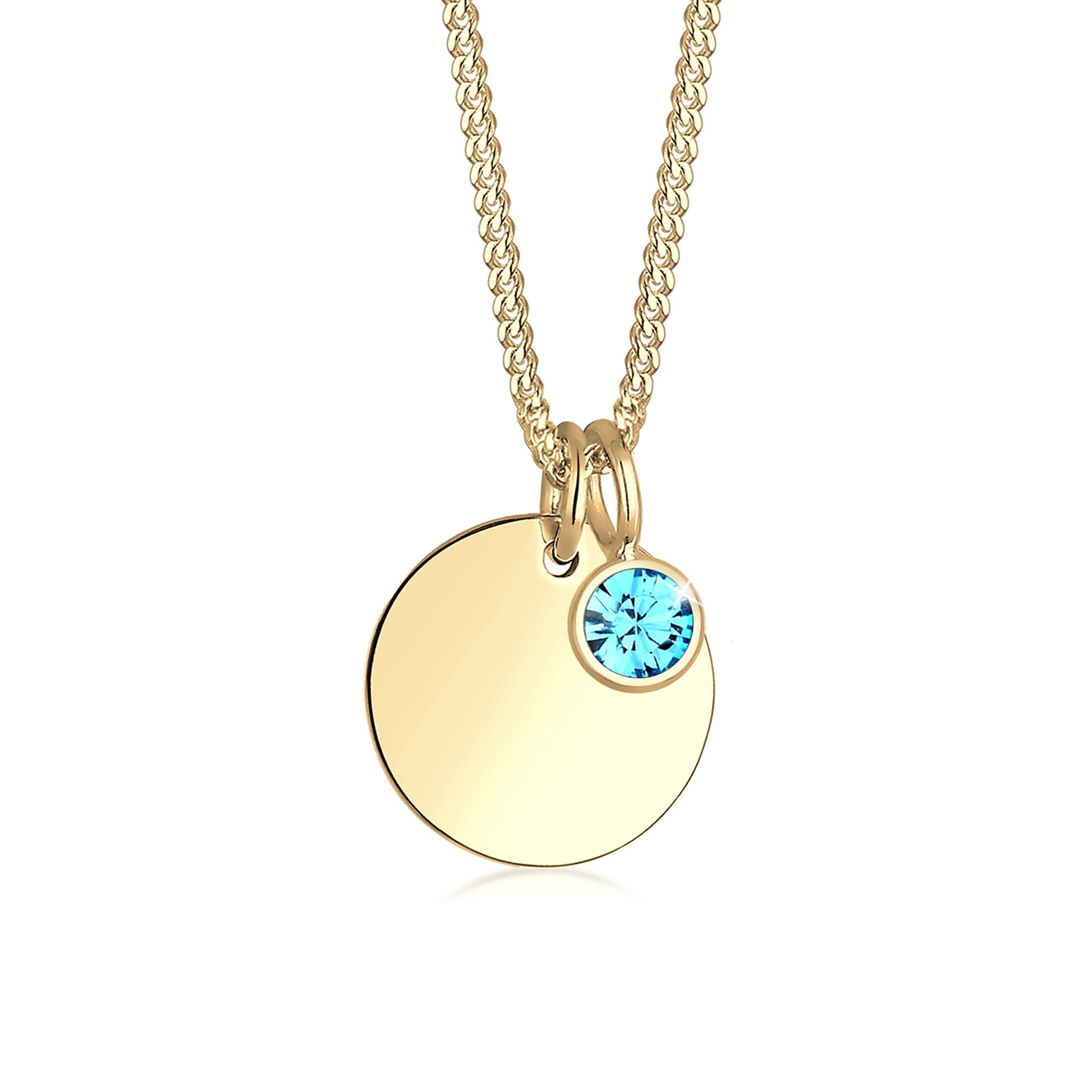Light Blue Bhirtstone engravable Light Blue Crystal 925 Sterling Silver Gold Plated