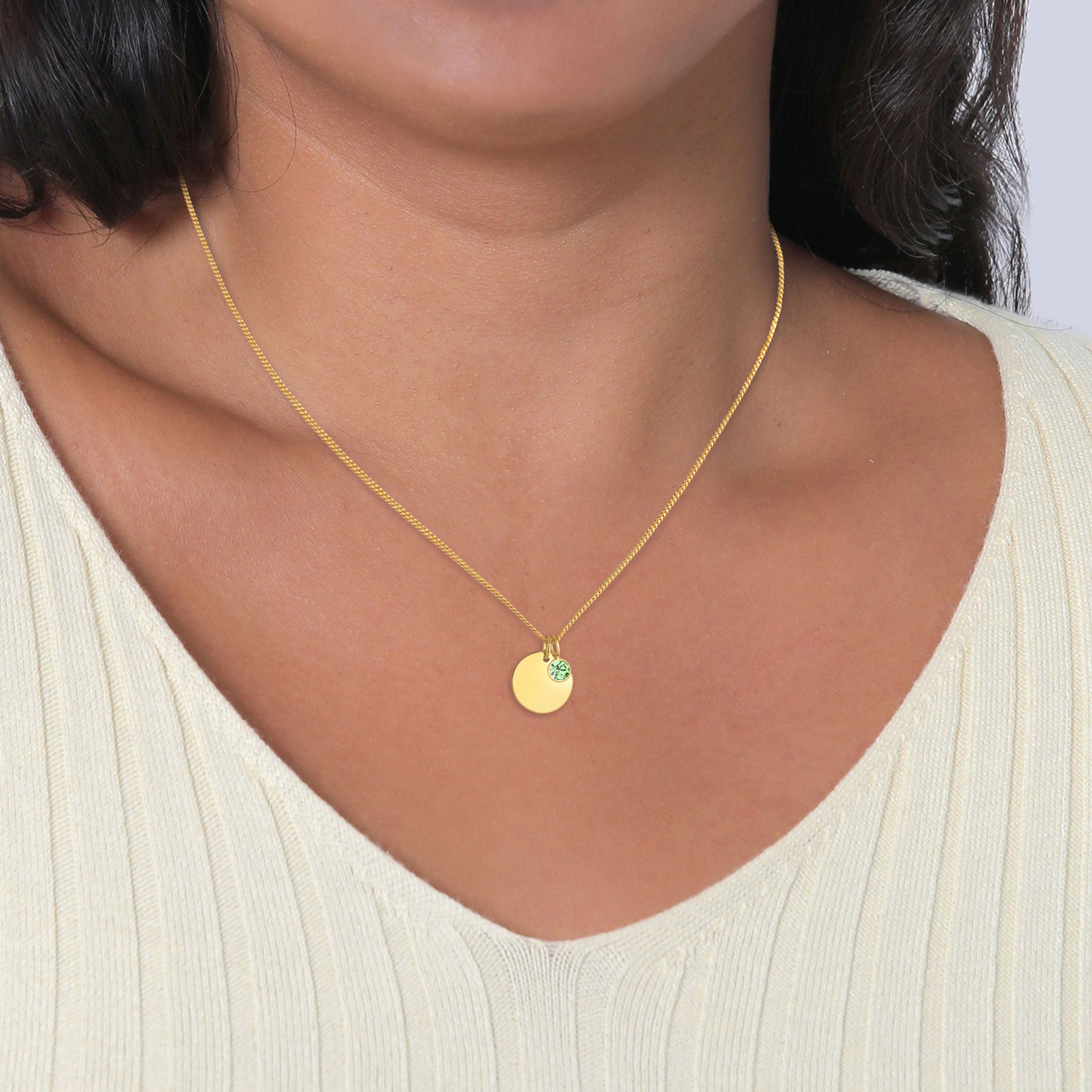 Light Green Bhirtstone engravable Light Green Crystal 925 Sterling Silver Gold Plated